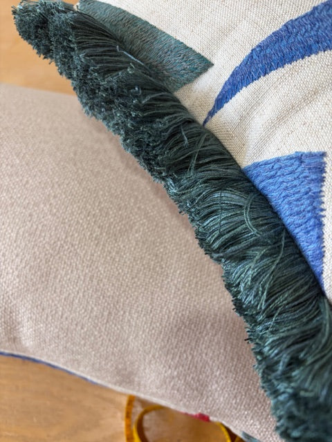 Liberty Fabric Cushion with Fringe Trim x 2