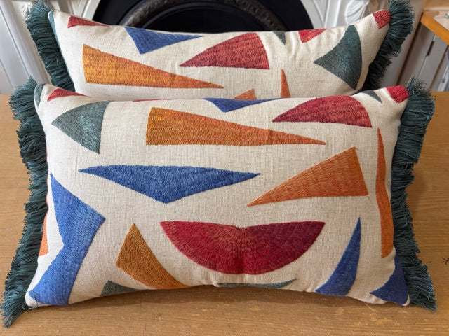 Liberty Fabric Cushion with Fringe Trim x 2