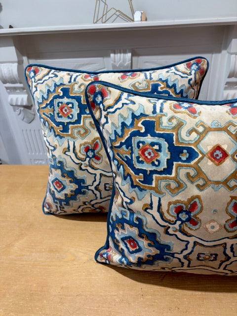 2 x Velvet Linwood Fabric Cushions
