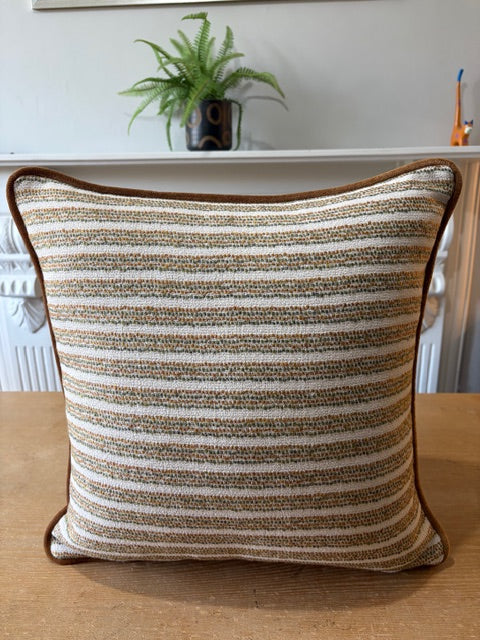 Burnt Orange Striped Cushions x 2