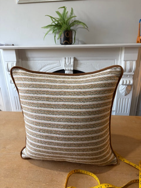 Burnt Orange Striped Cushions x 2