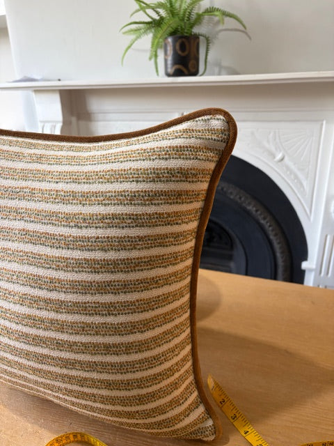 Burnt Orange Striped Cushions x 2