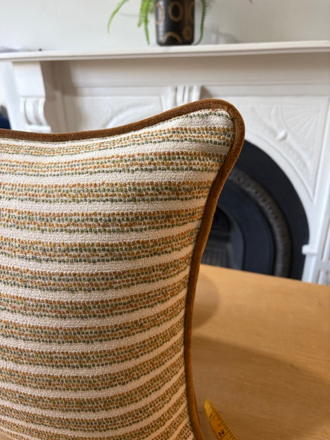 Burnt Orange Striped Cushions x 2