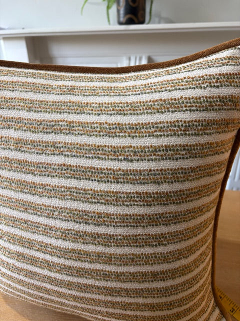 Burnt Orange Striped Cushions x 2